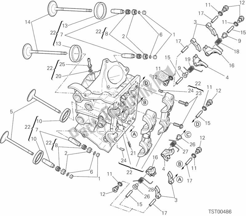 Todas las partes para Cabeza Horizontal de Ducati Hypermotard LS Thailand 821 2015